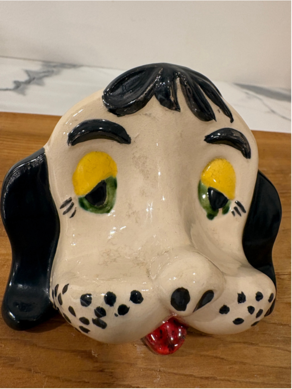 Ceramic Dog Eye Glass Holder Vintage 1980s Handmade Handpainted